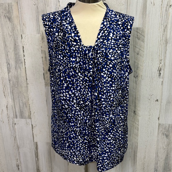 Calvin Klein Tops - Calvin Klein Blue and White Sleeveless Blouse